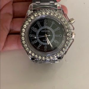 Rhinestone light up watch